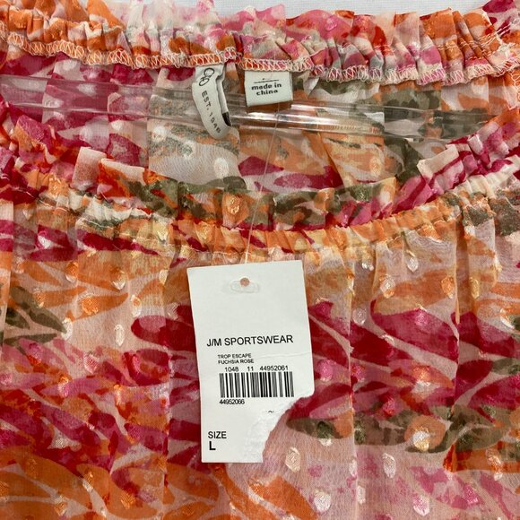 New Cato Large Orange Pink Swiss Dot Ruffle Baby-doll Romantic Feminine Blouse - Picture 3 of 12